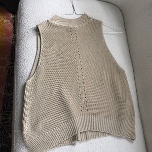 Beige sleeveless turtleneck blouse- SIZE M